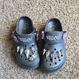 CROCS Kids Sandals - Gray with Silver and Purple Accents